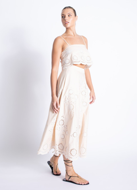 Carlotta Embroidered Skirt - Oatmeal